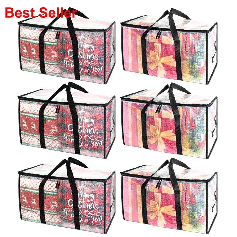 6-Pack Heavy-Duty Moving Storage Bags with Reinforced Handles, 24 Gallon